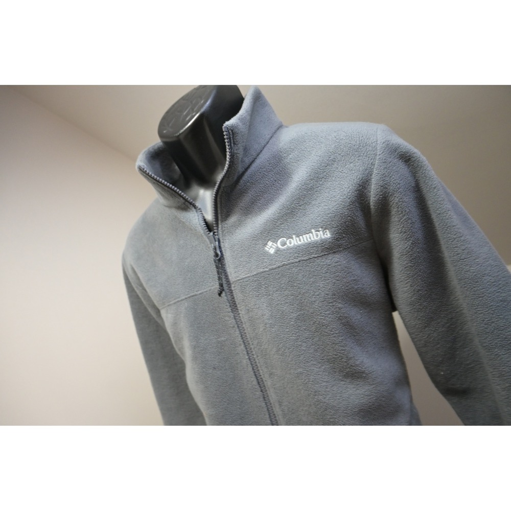Columbia Fleece Jacket Mens Medium Grey Omni-Heat Full Zip Outdoor Excellent